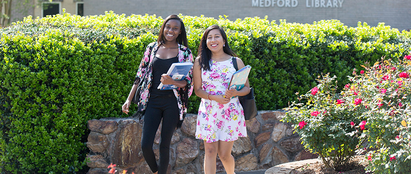 Students in the rose garden