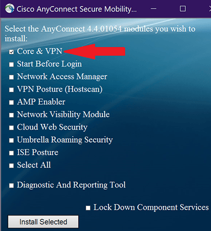 screenshot of VPN installation