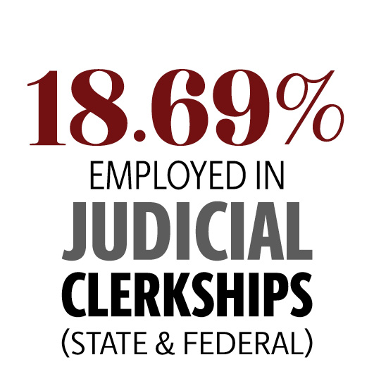 19% employed in state and federal judicial clerkships