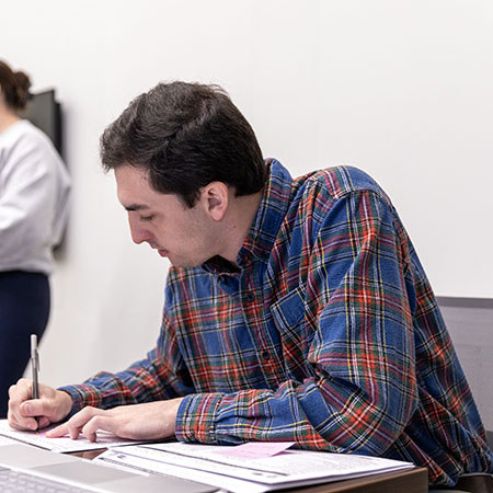 Student working in tax clinic