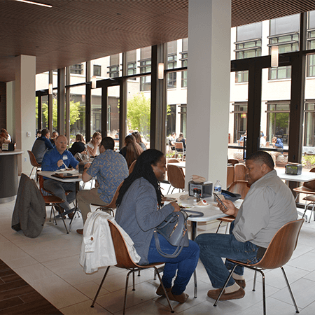 Students and parents in Counselor's Cafe